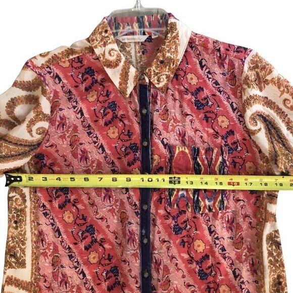 Soft Surrounding Brynn Tunic Blouse Womens Size S Silk Boho Indie Velvet Trim - Picture 8 of 16